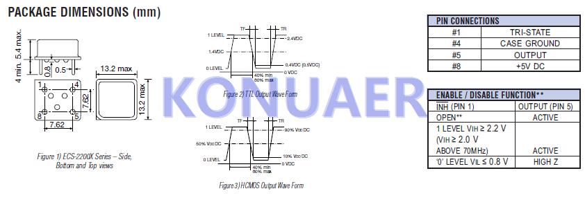 ECS-2200B-098,ECS有源晶体振荡器,ECS-2200有源进口晶振