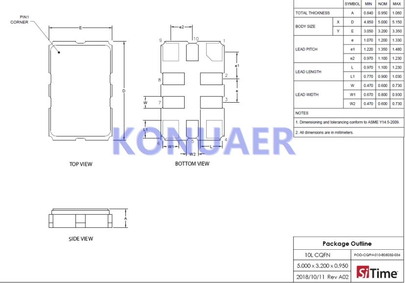 SiT5155AC-FK-33E0-10.000000T,SITIME可编程晶振,SiT5155贴片晶振